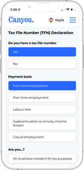 Tax file number declaration form